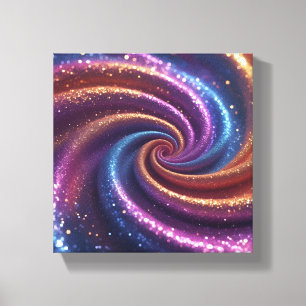 Wervelend Metallic Gold, Paarse & Blue Glitter Canvas Afdruk