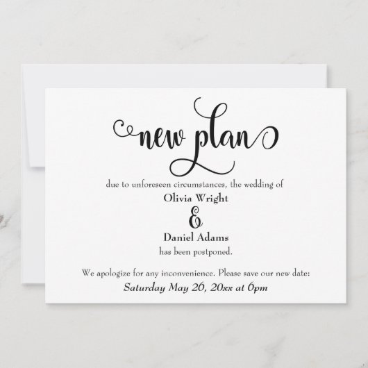 Wervelend nieuw plan uitgesteld huwelijksaankondig kaart (Voorkant)