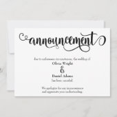 Wervelend Script Geannuleerde Trouwaankondiging Kaart (Voorkant)