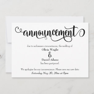 Wervelend script uitgesteld huwelijksaankondiging kaart