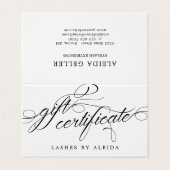 wervelend-scriptcadeaubon visitekaartje (Buitenkant ongevouwen)