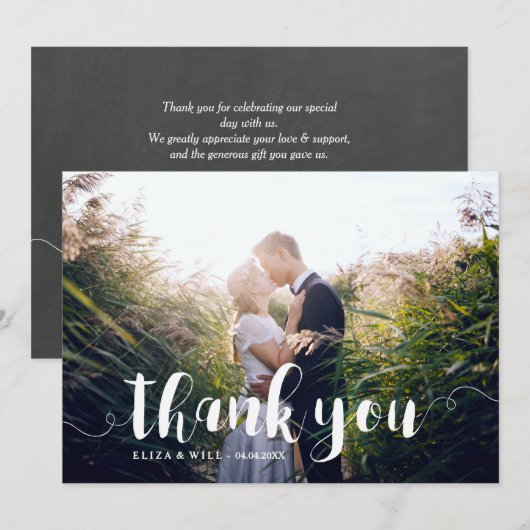 Wervelend wit schrift overlay dank je wel bedankkaart (Voorkant / Achterkant)