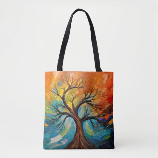 Wervelende Abstracte boom met levendige kleuren Tote Bag (Voorkant)