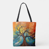Wervelende Abstracte boom met levendige kleuren Tote Bag (Achterkant)