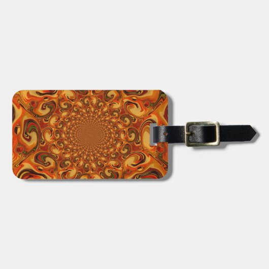 Wervelende Abstracte oranje, bruine en groene tint Bagagelabel (Voorkant horizontaal)
