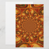 Wervelende Abstracte oranje, bruine en groene tint Briefpapier (Voorkant / Achterkant)