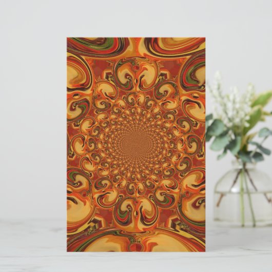 Wervelende Abstracte oranje, bruine en groene tint Briefpapier (Staand voorkant)