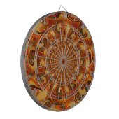 Wervelende Abstracte oranje, bruine en groene tint Dartbord (Voorkant Links)