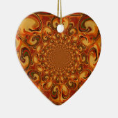 Wervelende Abstracte oranje, bruine en groene tint Keramisch Ornament (Rechts)