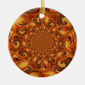 Wervelende Abstracte oranje, bruine en groene tint Keramisch Ornament (Voorkant)