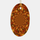 Wervelende Abstracte oranje, bruine en groene tint Keramisch Ornament (Rechts)