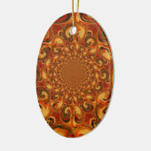 Wervelende Abstracte oranje, bruine en groene tint Keramisch Ornament (Links)