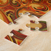 Wervelende Abstracte oranje, bruine en groene tint Legpuzzel (Zijkant)