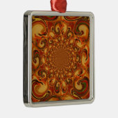 Wervelende Abstracte oranje, bruine en groene tint Metalen Ornament (Rechts)