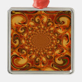 Wervelende Abstracte oranje, bruine en groene tint Metalen Ornament (Voorkant)