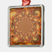 Wervelende Abstracte oranje, bruine en groene tint Metalen Ornament (Links)