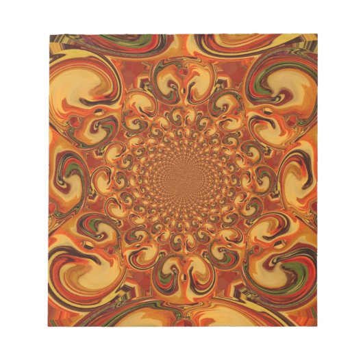 Wervelende Abstracte oranje, bruine en groene tint Notitieblok (Voorkant)