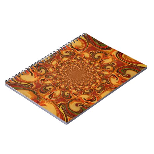 Wervelende Abstracte oranje, bruine en groene tint Notitieboek (Linkerzijde)