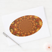 Wervelende Abstracte oranje, bruine en groene tint Ovale Sticker (Envelop)