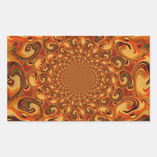 Wervelende Abstracte oranje, bruine en groene tint Rechthoekige Sticker (Voorkant)
