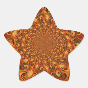 Wervelende Abstracte oranje, bruine en groene tint Ster Sticker