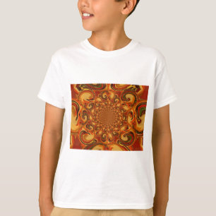 Wervelende Abstracte oranje, bruine en groene tint T-shirt