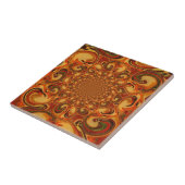 Wervelende Abstracte oranje, bruine en groene tint Tegeltje (Zijkant)