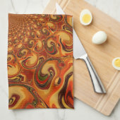 Wervelende Abstracte oranje, bruine en groene tint Theedoek (Quarter Fold)