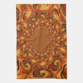 Wervelende Abstracte oranje, bruine en groene tint Theedoek (Verticaal)