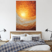 Wervelende Amber en Crème Textured Abstracte Muur Canvas Afdruk (Insitu (Slaapkamer))