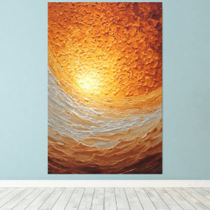 Wervelende Amber en Crème Textured Abstracte Muur Canvas Afdruk