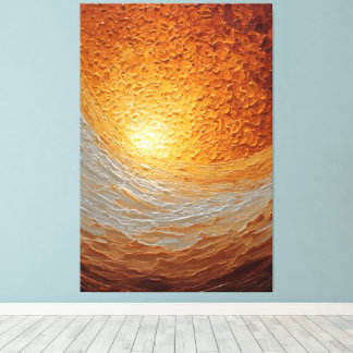 Wervelende Amber en Crème Textured Abstracte Muur Canvas Afdruk
