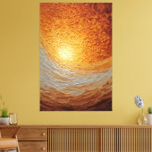 Wervelende Amber en Crème Textured Abstracte Muur Canvas Afdruk (Insitu (Woonkamer))