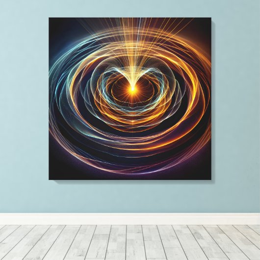 wervelende energie lichtgolven canvas afdruk (Insitu (Houten vloer))