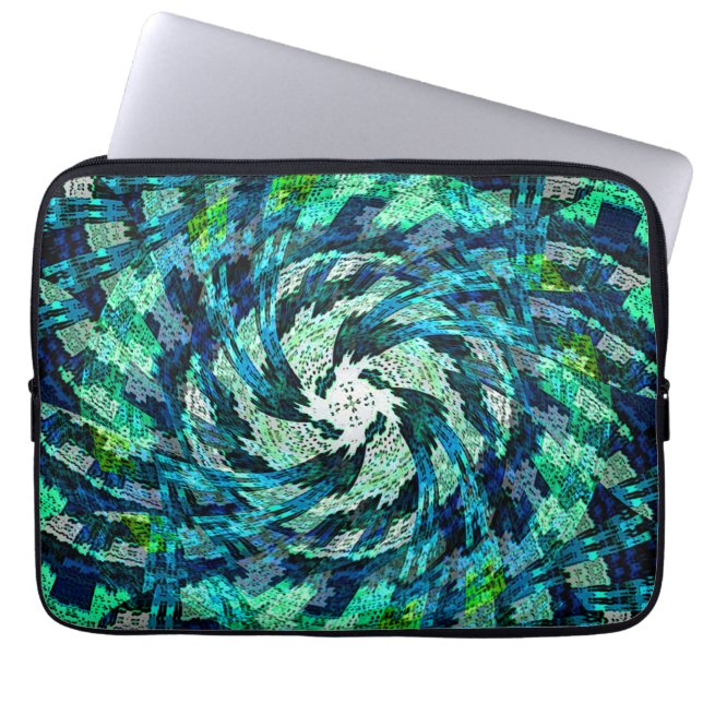 Wervelende geometrische golven..... laptop sleeve (Voorkant)
