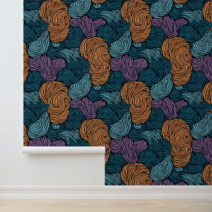 Wervelende golven Abstract modern Blauwgroen Sinaa Behang
