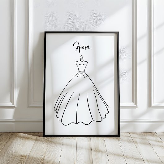 Wervelende Italiaanse Bruidsjurk Kunst Poster