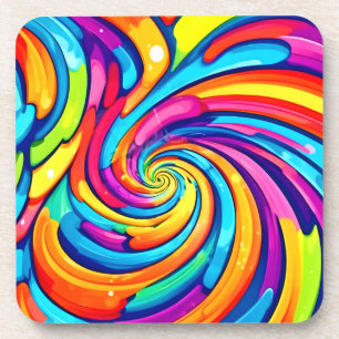 Wervelende kleuren, psychedelische spiraal, kleurr bier onderzetter