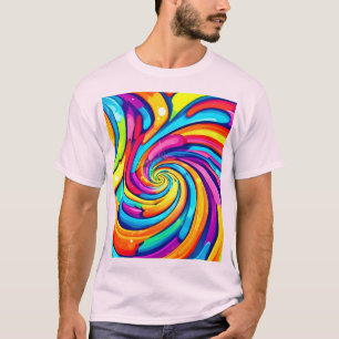 Wervelende kleuren, psychedelische spiraal, kleurr t-shirt
