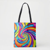 Wervelende kleuren, psychedelische spiraal, kleurr tote bag (Voorkant)