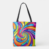 Wervelende kleuren, psychedelische spiraal, kleurr tote bag (Achterkant)