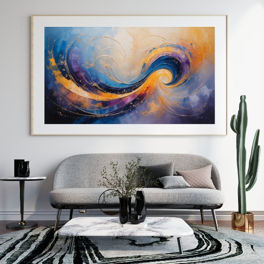 Wervelende Kosmische Abstracte Energiegolven in Go Foto Afdruk