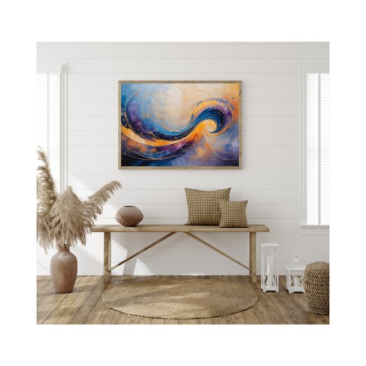 Wervelende Kosmische Abstracte Energiegolven in Go Foto Afdruk