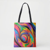 Wervelende levendige kleuren regenboog tote bag (Voorkant)