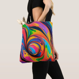 Wervelende levendige kleuren regenboog tote bag