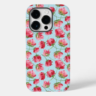 Wervelende scharlakenrode waterverf bloemen stippe Case-Mate iPhone 14 pro hoesje