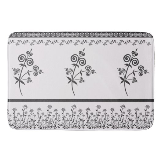 Wervelende stijl flora & gebladerte in ornamenteel badmat (Voorkant)