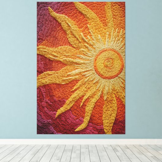 Wervelende stralende zonneschijn gestructureerde a canvas afdruk (Insitu (Houten vloer))