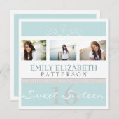  wervelfoto Collage Sweet 16 Uitnodiging (Voorkant / Achterkant)