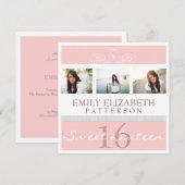  wervelfoto Collage Sweet 16 Uitnodiging (Voorkant / Achterkant)